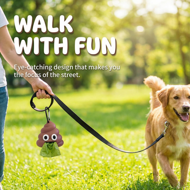 LZSOMPK Cute and Functional Dog Poop Bag Holder for Leash Sturdy Dog Poop Bag Dispenser Includes 1 Roll 15 Bags - Image 3